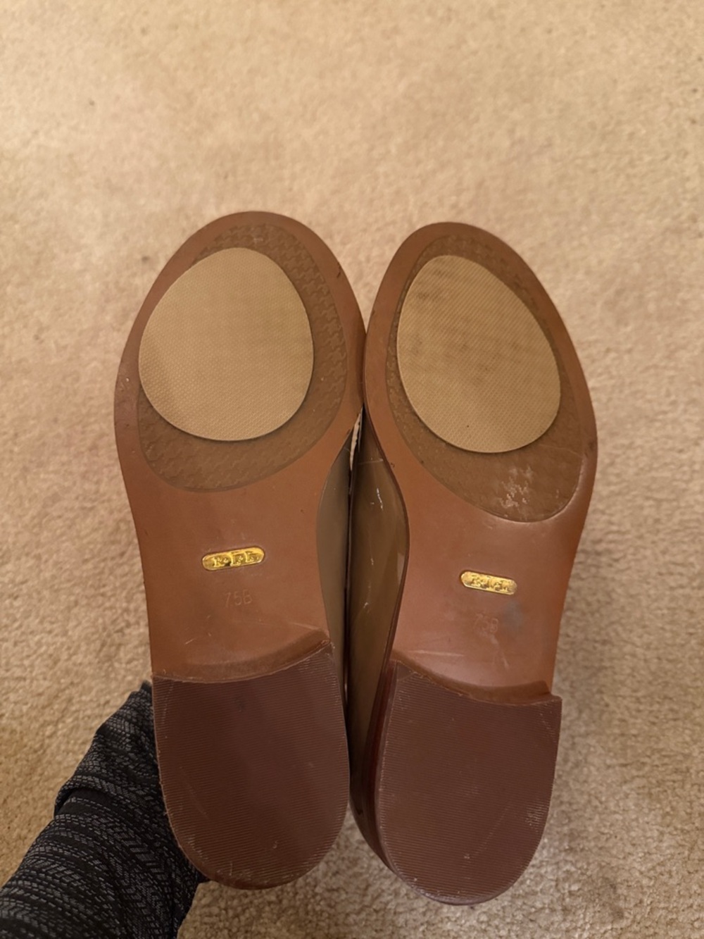 Lauren Ralph Lauren Patent Leather Loafers in Taupe - Picture 2 of 2